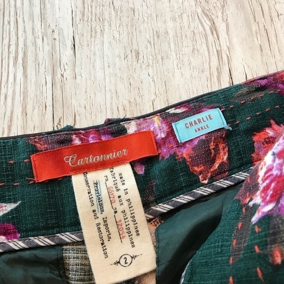 Anthropologie Cartonnier Floral Charlie Trouser Ankle Pants Women’s size 2 - Picture 6 of 15